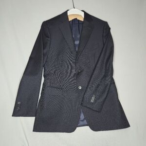 Z Zegna Men's Suit Jacket Dark Blue/Black Striped 100% Wool Dry Cleaned Size 50R